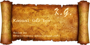 Kassai Gábor névjegykártya